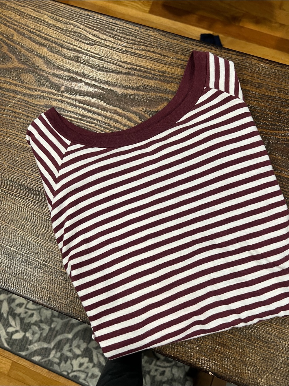 Levi's Women's Burgundy and White Striped Short Sleeve Tee